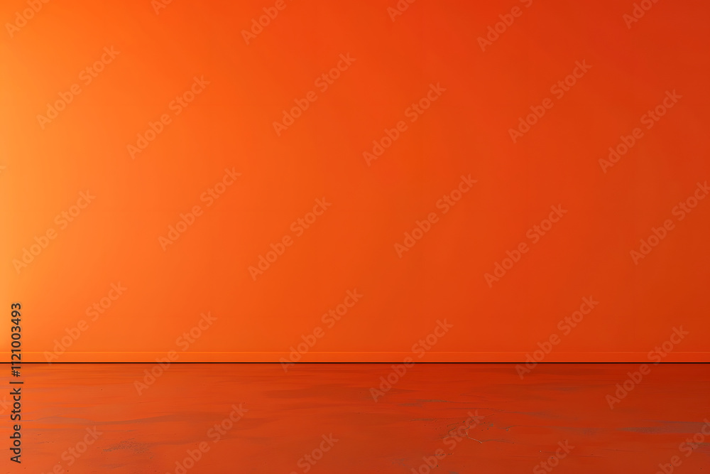 Poster a simple orange wall with a smooth floor, creating a vibrant and minimalistic space.