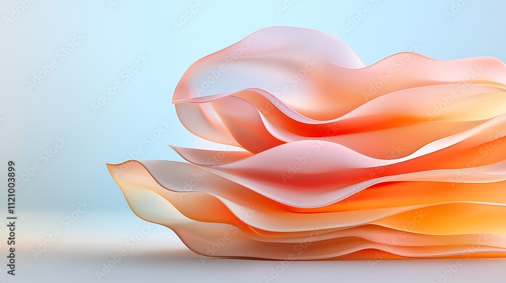 Poster flowing abstract shapes digital art modern design soft colors minimalist style visual harmony