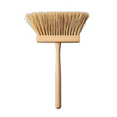 Natural broom with wooden handle  isolated on transparent background
