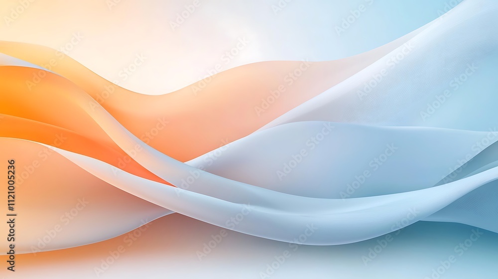 Poster dynamic waves of colorful fabric abstract art with soft lighting and motion concept