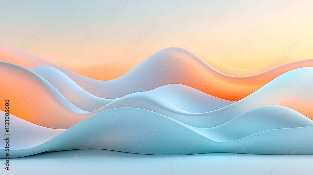 Poster artistic viewpoint dynamic colorful waves in a calm abstract landscape digital art