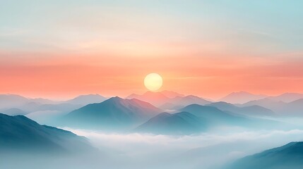 Aerial view of sunrise over misty mountains tranquil nature photography landscape