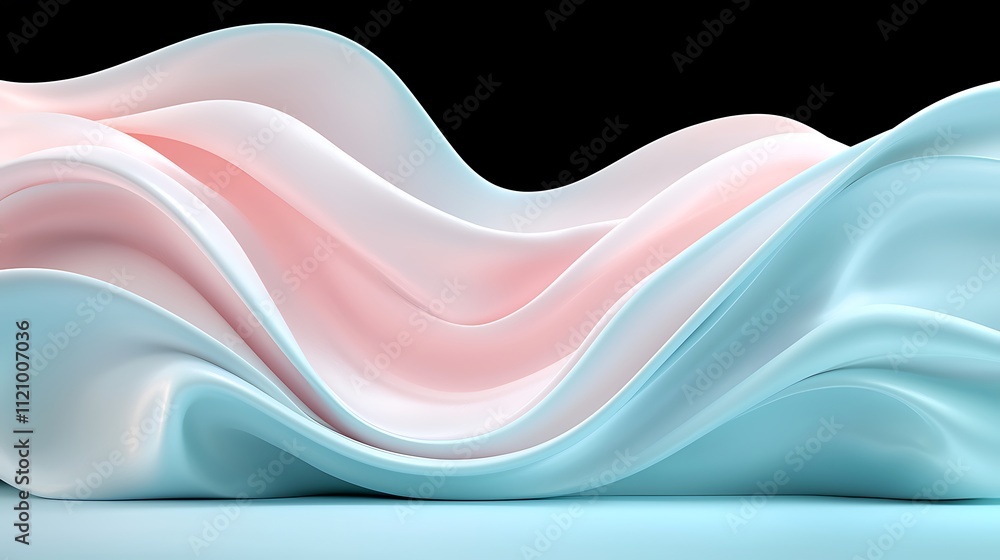 Poster modern digital art abstract fluid waves and smooth textures in minimalist perspective
