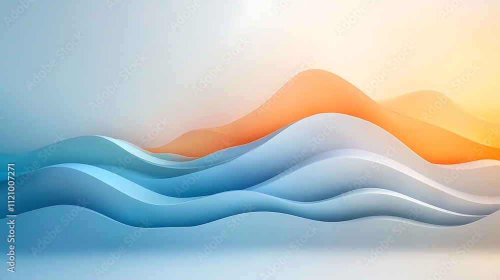 Aufkleber modern concept abstract digital art with serene flowing waves and colorful patterns