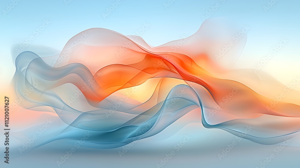Aufkleber dynamic flowing abstract art in soft colors digital creation serene environment modern concept