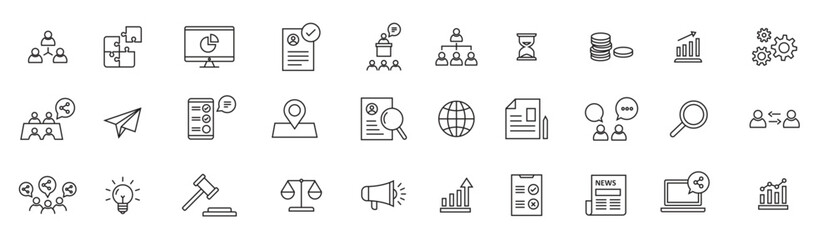 Business icons with editable stroke