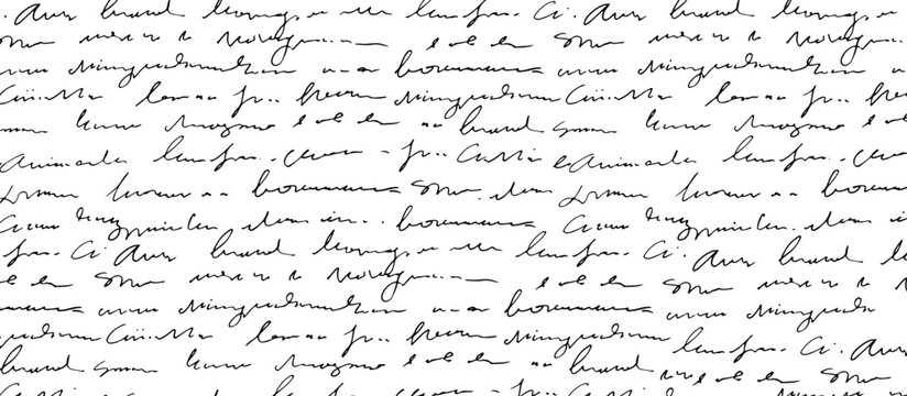 Handwritten abstract text seamless pattern vector monochrome script background