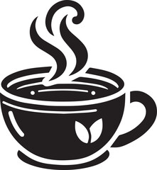 A simple and elegant black-and-white vector icon of a coffee and tea cup, perfect for logos, branding, and web design. Scalable and versatile for various creative projects and food-related themes.