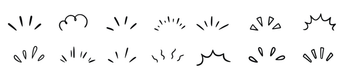 doodle shine sunburst sparkle ray elements hand-drawn pop surprise line frame title headline