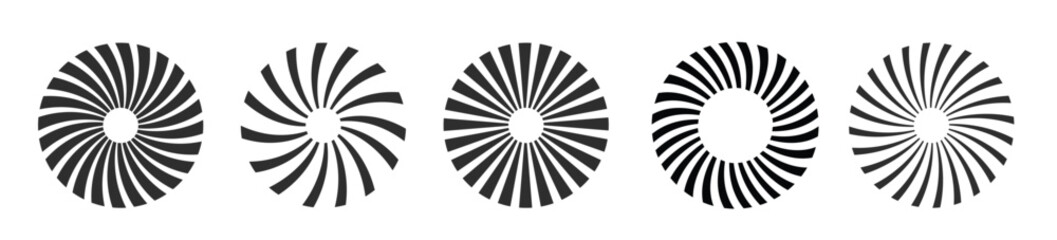 Radial sunburst or starburst element set vector