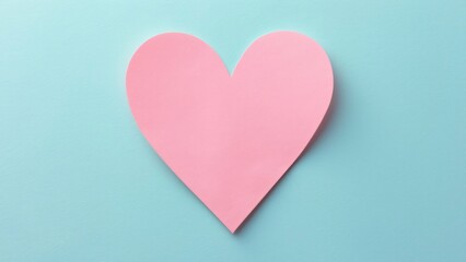 Fototapeta premium Pastel Pink Heart Cutout on Light Blue Textured Paper, Simple Clipart Design, Flat, High-Resolution