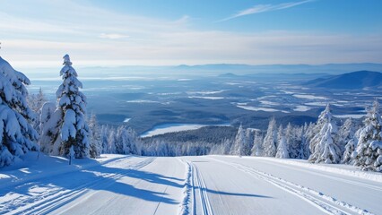 Stunning Winter Panorama, Karkonosze Mountains Cross-Country Skiing Track