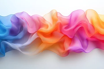 Gardinen colorful abstract waves of translucent ribbons overlapping on smooth white backdrop © igor