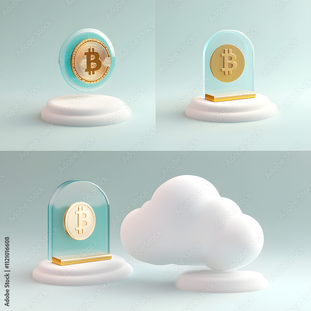 Aufkleber cryptocurrency innovation showcase digital space graphic design minimalist environment close-up view