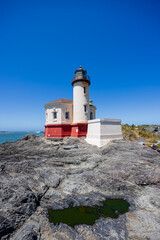 Historic Coquille River Lighthouse near Bandon city in Oregon.