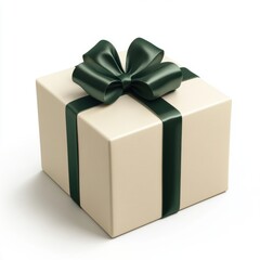 Fototapeta premium A dark green satin ribbon isolated on white background for gift wrapping concepts suitable for holiday branding
