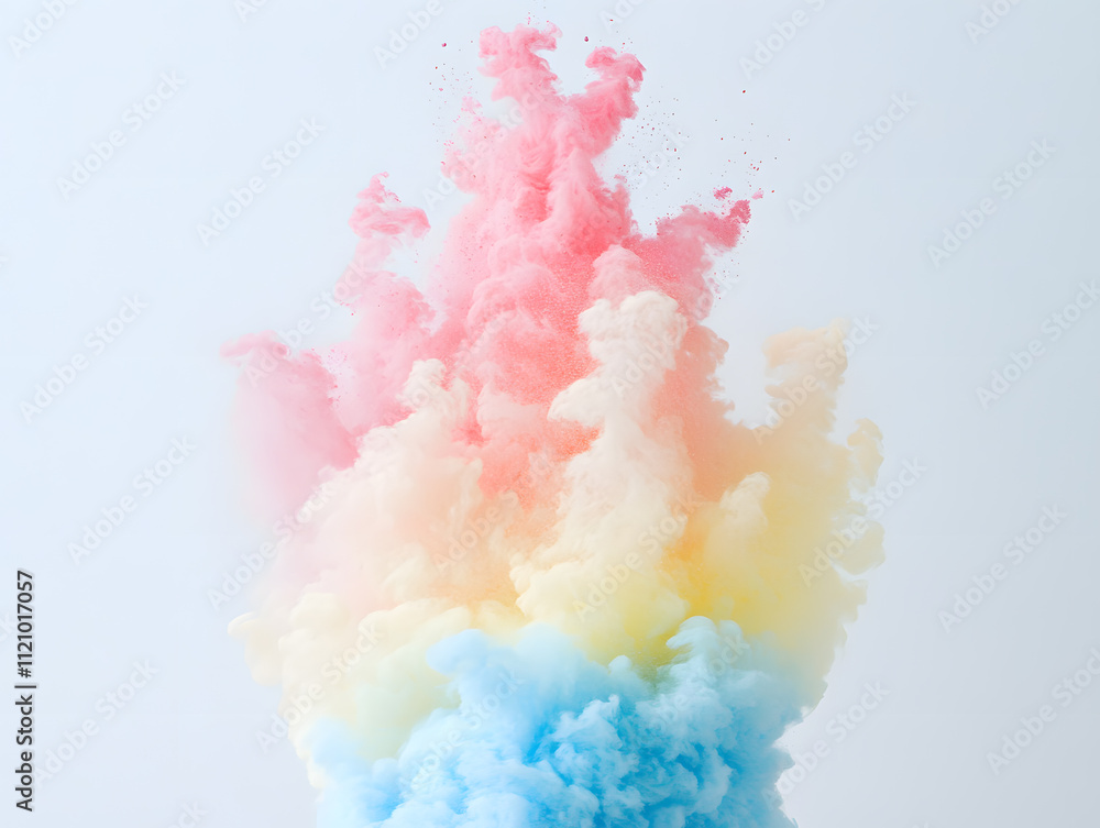 Poster vibrant color explosion studio setting abstract art soft background eye-level view creative expressi