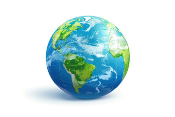 Fototapeta premium Globe with continents displayed on a clean white background symbolizing the Earth