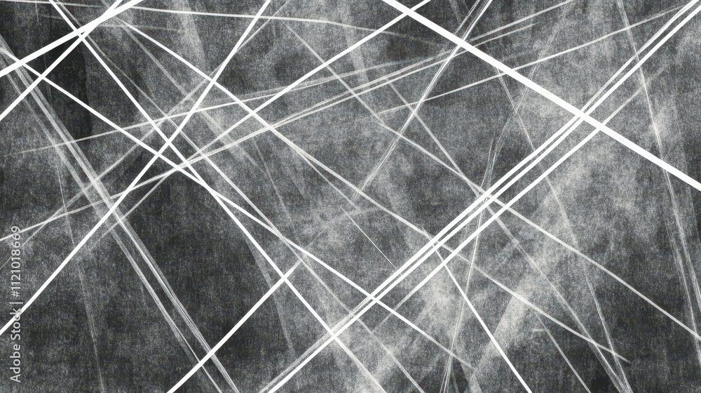 Poster dynamic black and white lines, graphic design exploring abstract minimalism modern visual art