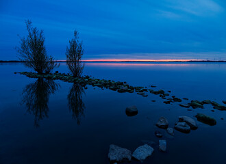 Der Dümmer See bei Lembruch im Abendlicht, Naturpark Dümmer, Landkreis Diepholz, Niedersachsen,...