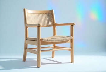 Fototapeta premium wooden chair on a blue background
