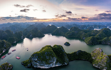 Beautiful landscape Lan Ha bay view from the Cat Ba Island.