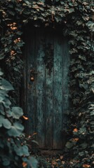 Enchanted Wooden Door Hidden in Nature's Embrace