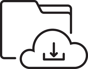 Cloud with file folder icon of cloud download vector icon