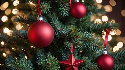 Close-up view of a Christmas tree background