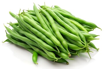 cluster of green beans isolated on white background