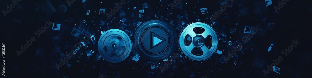 Poster dynamic multimedia display with vibrant visual elements and audio cues enhancing user engagement for