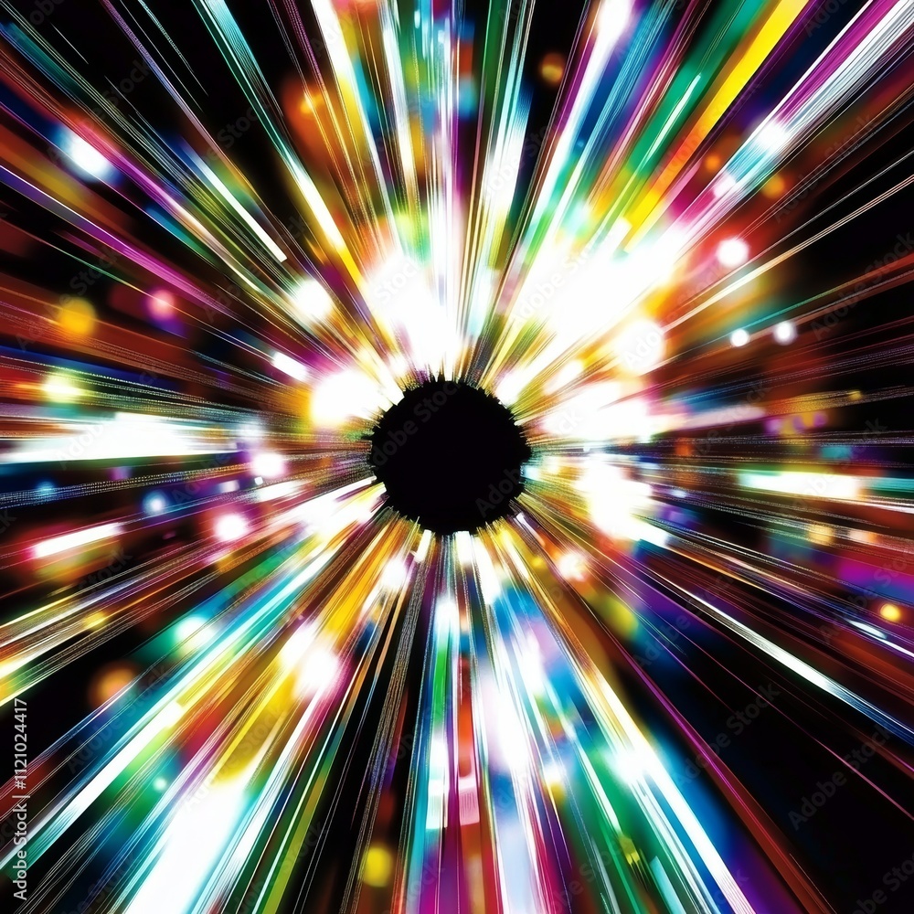 Poster vibrant bursts of light radiate from a central point, creating a mesmerizing display of colors in a 