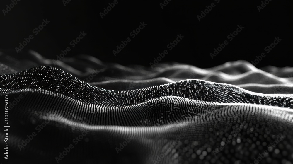 Aufkleber abstract grayscale wave pattern, digital rendering. ideal for tech, data, or ai concepts; evokes fut