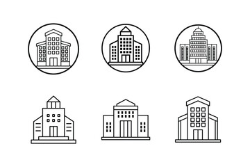office building icon line art vector illustration