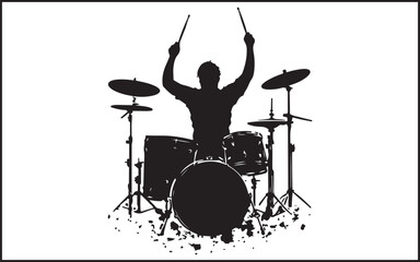 Fototapeta premium music silhouette of a person with drums
