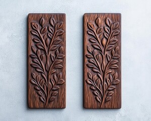 Handcarved wooden bookmarks with personalized wedding details, representing an elegant and unique keepsake