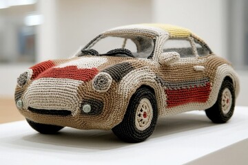 Adorable Crochet Car Toy Handmade Knitted Classic Sports Car Model
