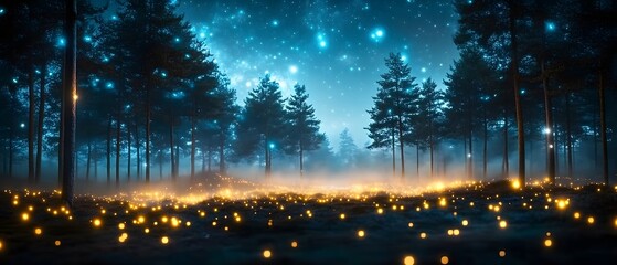 Exploring a bioluminescent forest at night nature photography enchanted environment mystical viewpoint dreamlike concept for seo impact