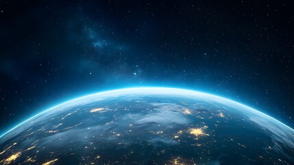 Obraz premium Futuristic space station orbiting earth science fiction concept digital art cosmic environment high-definition viewpoint advanced technology vision