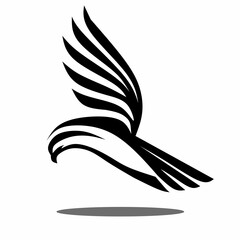 Fototapeta premium A minimalist falcon silhouette in a diving pose, with clean, sharp lines depicting speed and precision.