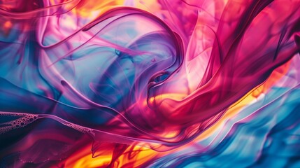 An abstract composition of vibrant colors blending together with fluid shapes and patterns, creating a dynamic and captivating image