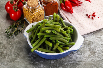 Vegan cuisine - boiled green bean