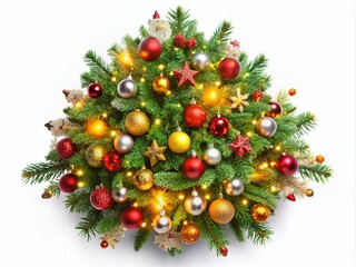 Christmas Fir Tree Top View Decoration Isolated