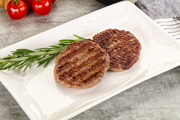 Grilled two beef burger cutlet