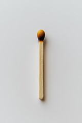 A single wooden matchstick on a clean white background.