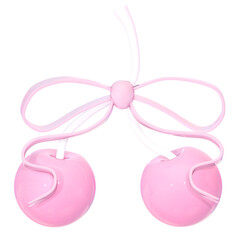 Cute 3D Pink Coquette Cherry with Bow illustration