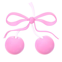 Cute 3D Pink Coquette Cherry with Bow illustration