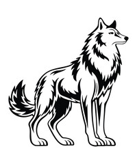 Wolf silhouette vector illustrations