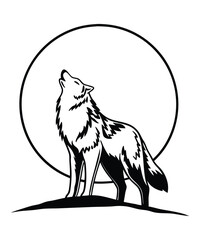 Wolf silhouette vector illustrations