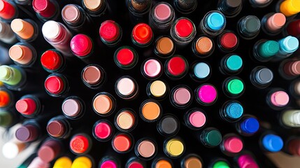 Colorful Arrangement of Nail Polish Bottles in Various Shades